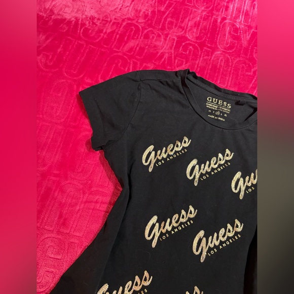 GUESS Black Rhinestone Logo Tee - Picture 4 of 5
